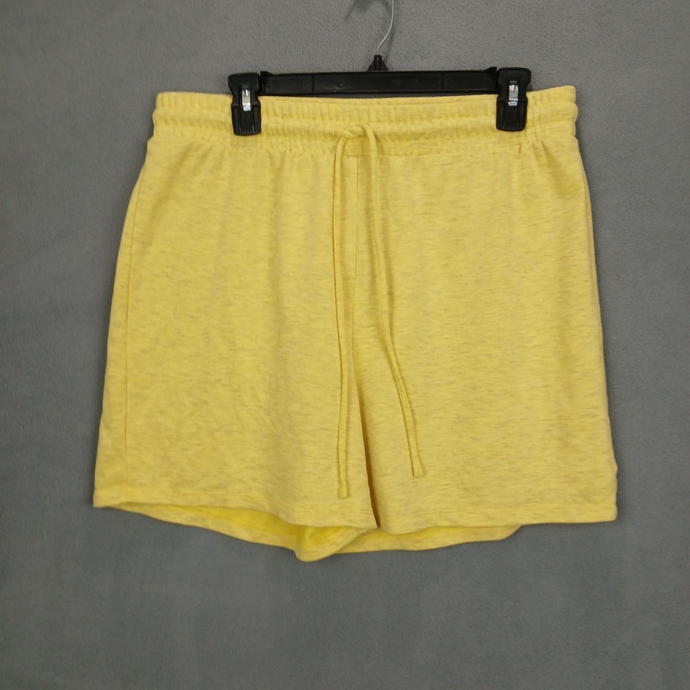 LA Threads Sweat Shorts Mens Large Yellow Lined Elastic Waist Drawstring Casual